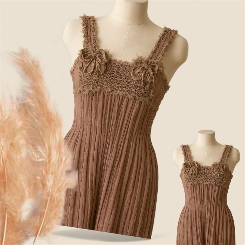 🌸 MACAREN BOUTIQUE BOHO TOP TAUPE W PLEATS SZ:S ROSETTES LINED FITTED HEMLINE